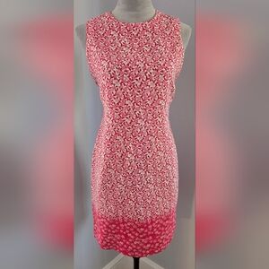 Talbots 100% silk pink-white mini-flower shift dress 6P